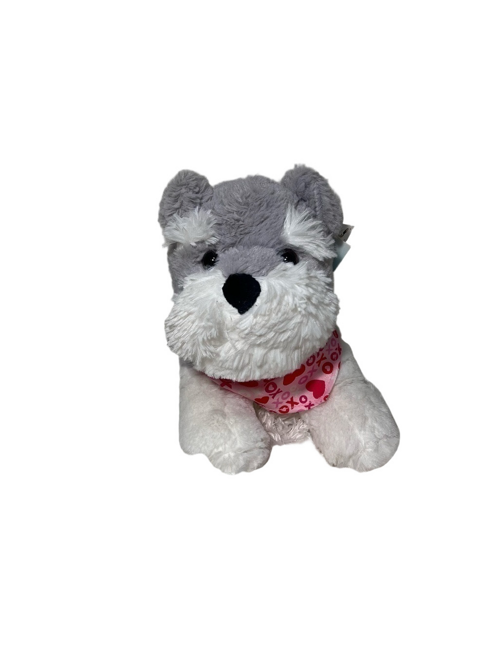 Hug Me 11" Dog With Bandana Gray & White Schnauzer Stuffed Plush Toy